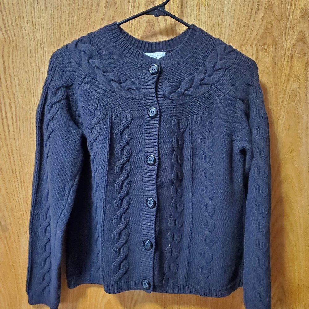 Charter Club Cardigan Sz P/L Petite Small Black Long Sleeve Sweater Button Up